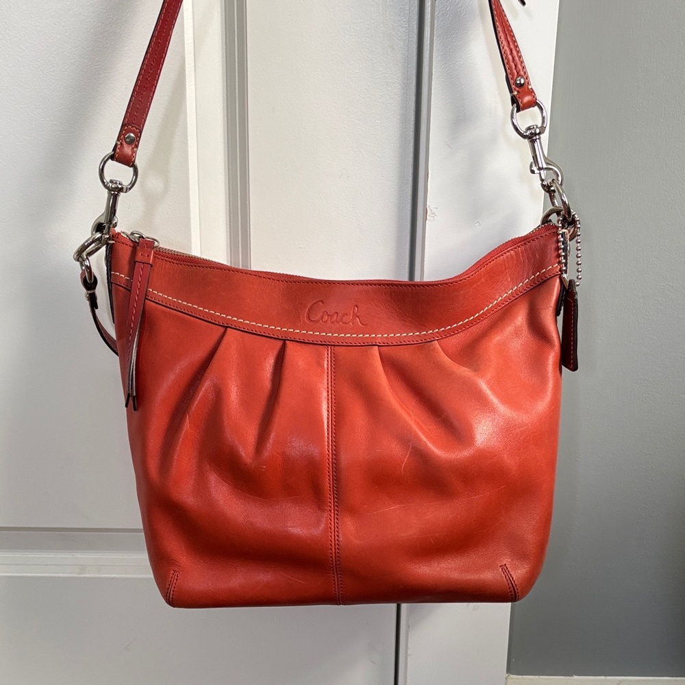 Coach Vibrant Dark Orange Leather Shoulder Bag